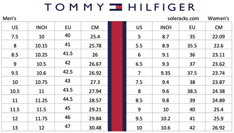 tommy hilfiger shoe size chart.